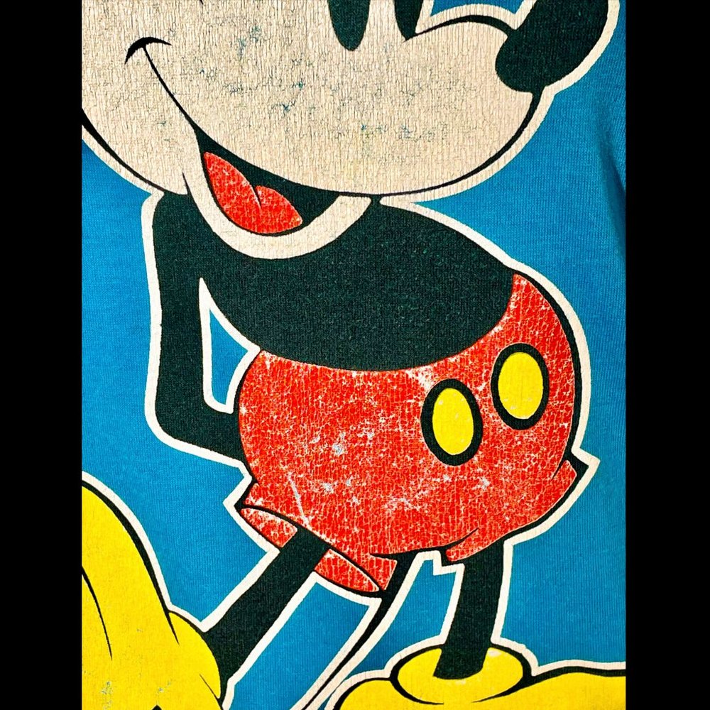 ▪️VTG▪️WALT DISNEY▪️1980's Turquoise Blue Mickey Mouse Florida Graphic T-Shirt - Picture 8 of 10